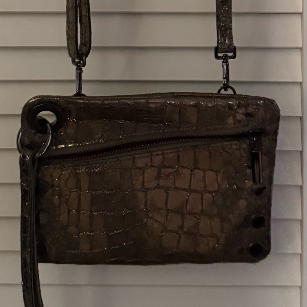 Hammitt Croc-Embossed Brown Crossbody Bag